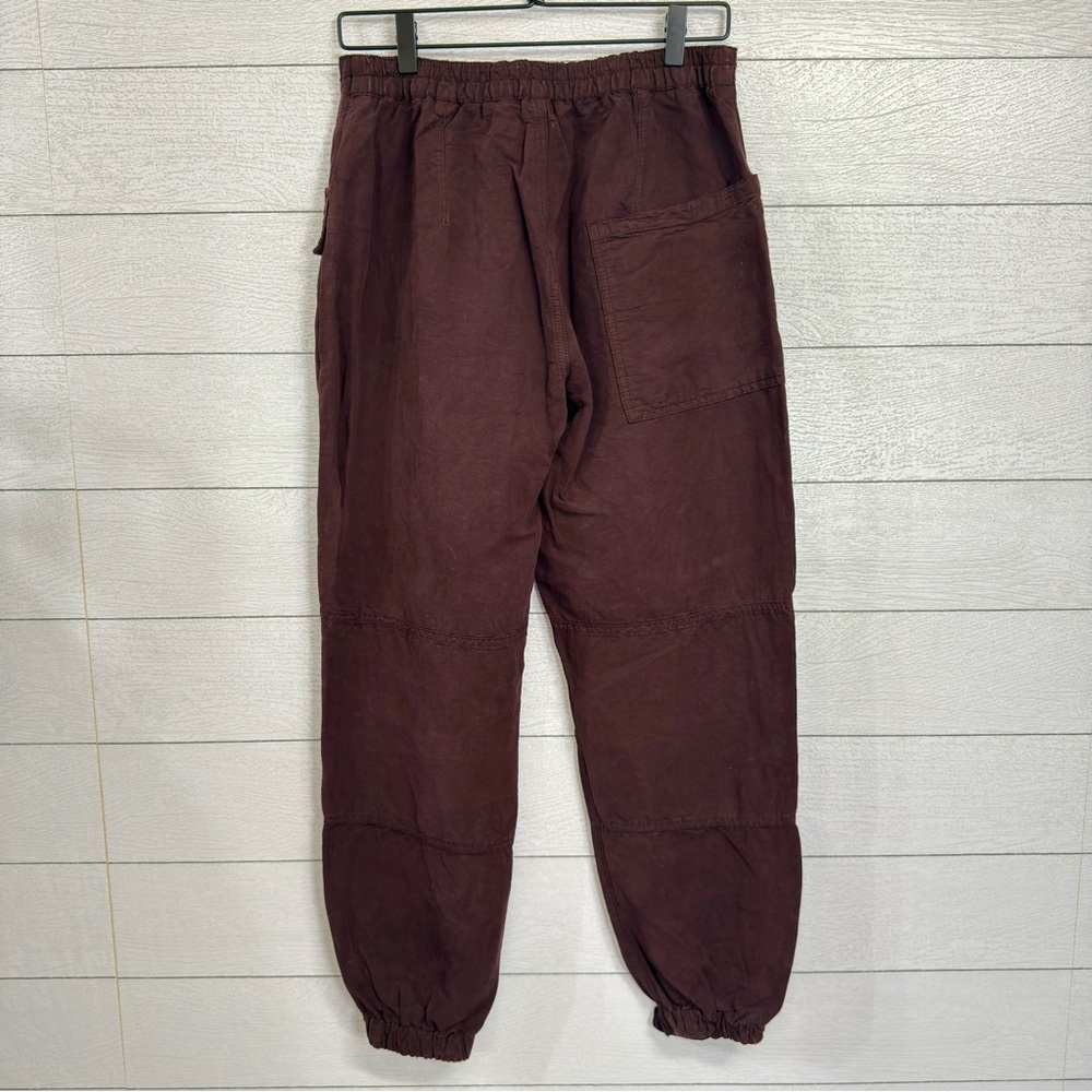 All Saints Burgundy Linen Lyocell Joggers Sz 8 Relaxed Soft Trousers Minimal - Picture 2 of 12